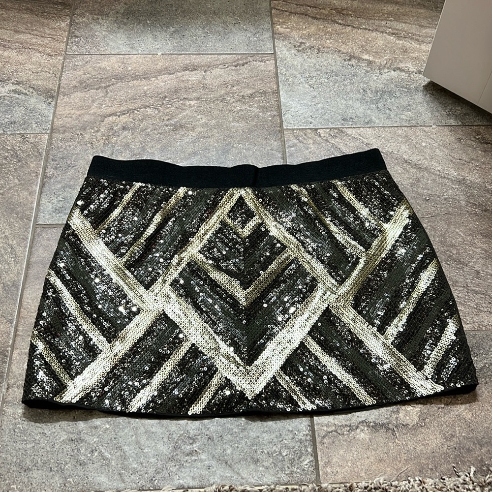 Black and Gold Sequin Mini Skirt for Cocktail Nights
